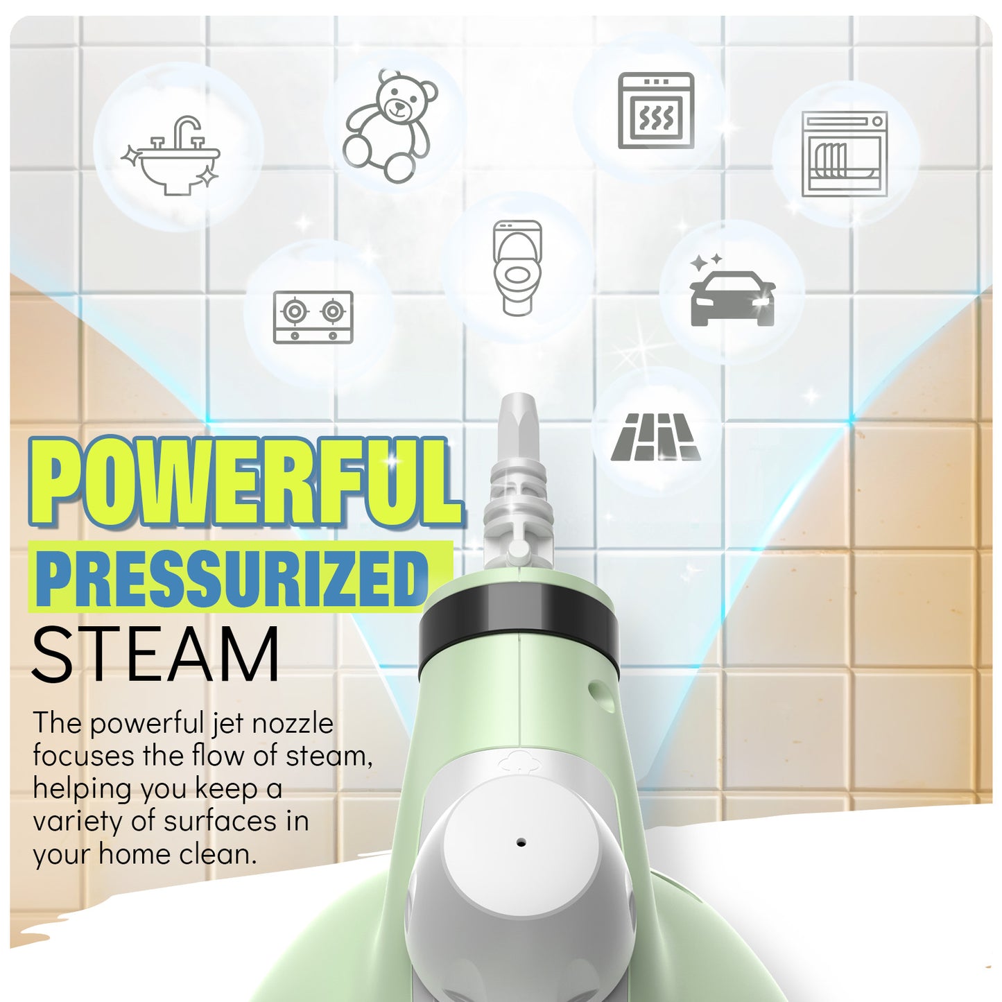 Steam Cleaner, Powerful Pressurized Multipurpose Steamer for Cleaning, Chemical-Free Multi-Surface Handheld Steam Cleaner with 11-Piece Accessory for Home, Furniture, Upholstery, Couch, Tile and Car
